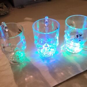 3 Light Up Pirate Skull Plastic Mugs